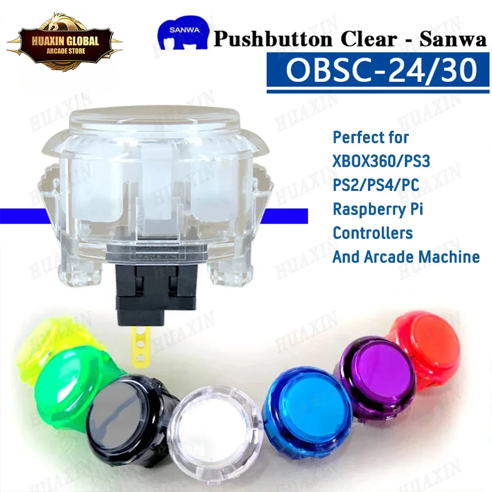 Original Japan Sanwa OBSC-30 Druckknopf transparent klar für Arcade Jamma Mame Game Teil unterstützt PS4 Pandora PC Raspberry Pi Image