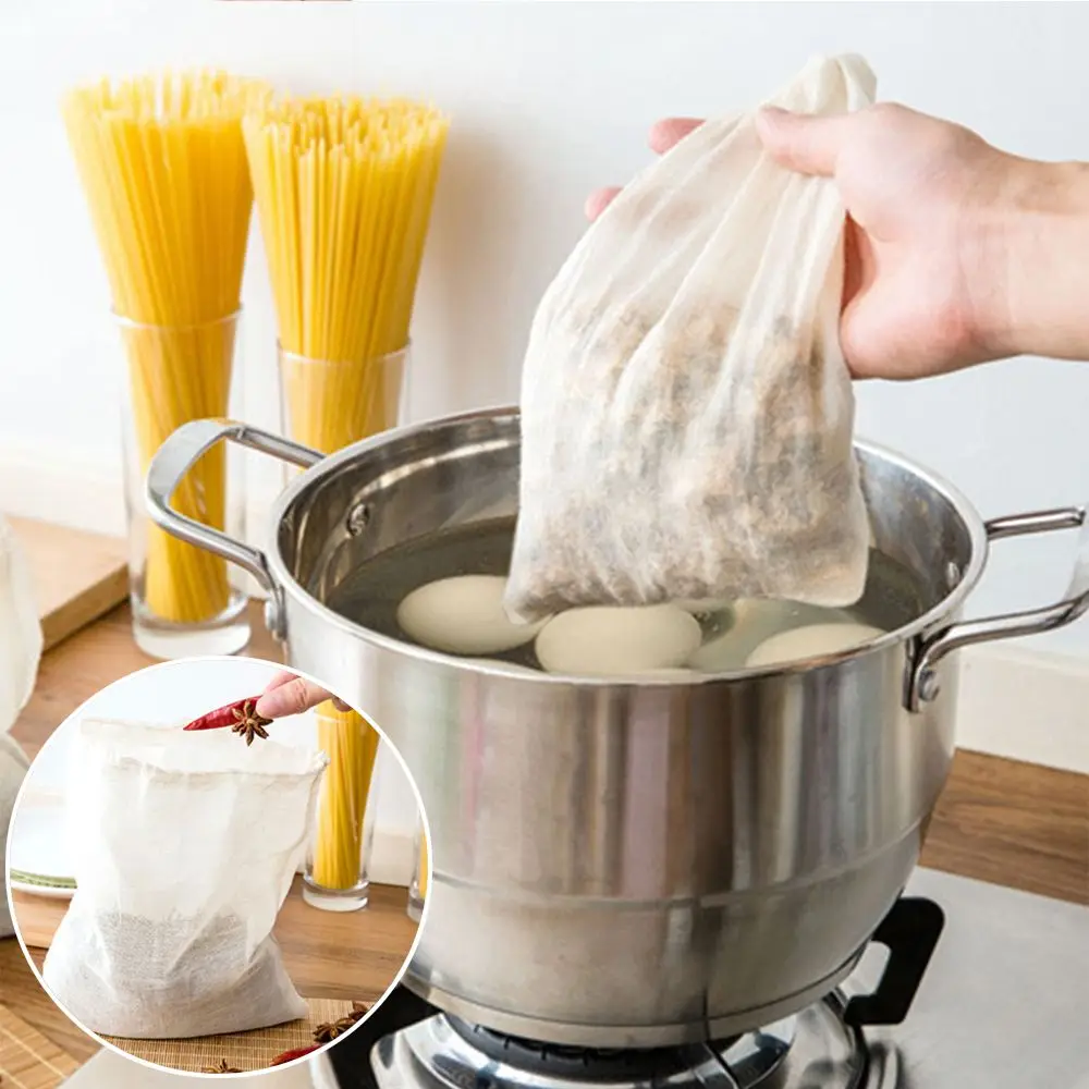 Baumwoll tuch beutel wieder verwendbare Verriegelung Gewürz sieb Mesh Filter chinesische Medizin Kräuter ball Koch werkzeuge Sieb Suppe Teebeutel Image