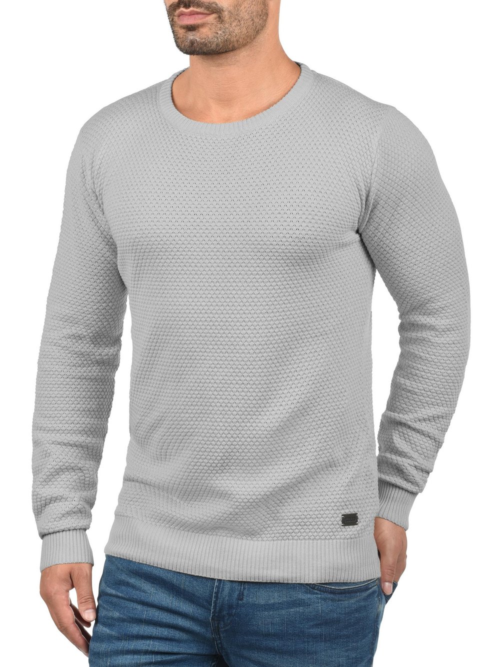 Solid Rundhalspullover Herren grau, XL Image