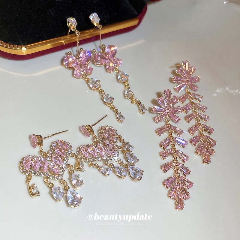 Neu beliebte Damen-Ohrringe mit Silbernadel, extravagant, luxuriös, im Nischen-Stil, lange Quasten, Schmetterling, mit Diamanten besetzt Image