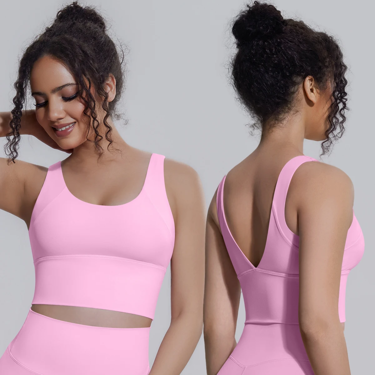 Damen Sommer Yoga-BH Unterwäsche Stoßfester Sport-BH mit schönem V-förmigem Rücken, Fitness Yoga Tank Top BH mit Brustpolster ﻿ Image