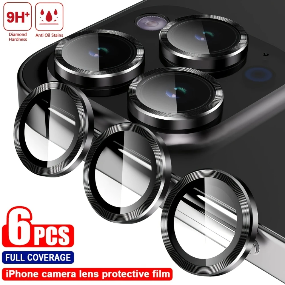 NNBILI 6er-Set schwarze Kameraobjektivschutzfolien passend für iPhone 17 16 15 14 13 12 Pro Max 13 Mini, 9H gehärtetes Glas Kameraabdeckungen Image