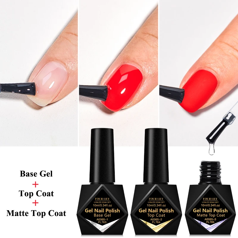 10ml Basis-Gel, Top Coat, Matt-Top Coat Gel-Nagellack Langanhaltend Abziehbar UV/LED Funktions-Gel-Lack Maniküre Nagelbedarf Image
