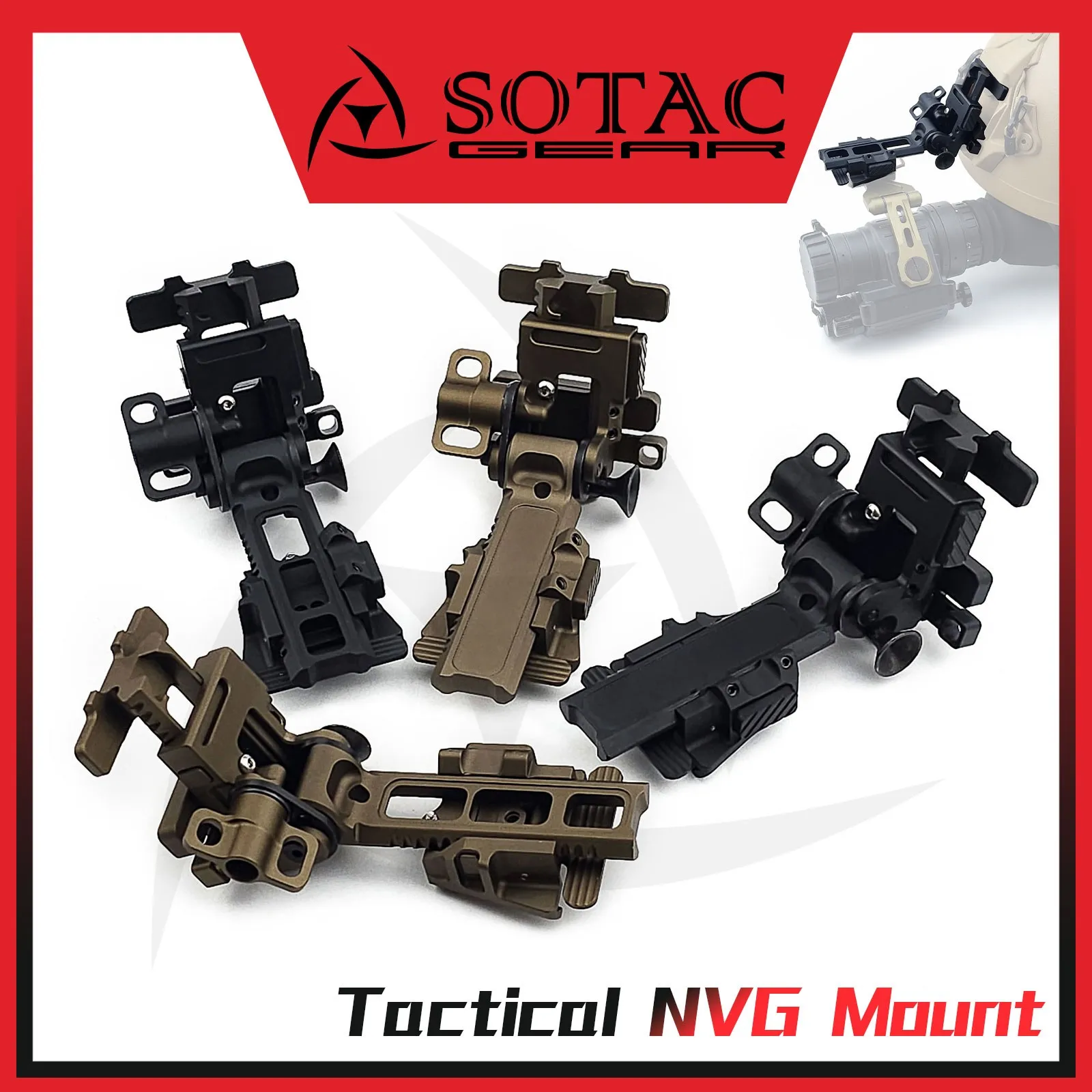 SOTAC-GEAR Ultraleichte NVG-Helmhalterung mit Breakaway-Dovetail-Schnittstelle aus Metall für PVS15/PVS18 Image