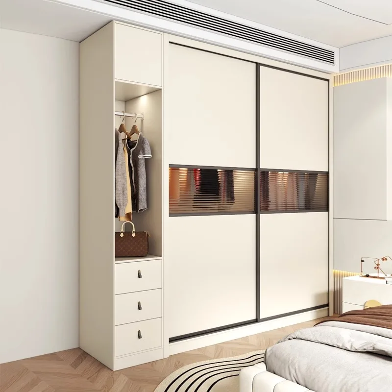 dq-Modern Maßgefertigte Schlafzimmermöbel-Sets Holz-Kleiderschrank Klappbarer Spiegel Begehbarer Kleiderschrank Aufbewahrungsorganisation Garderobe Kleideraufbewahrung Image