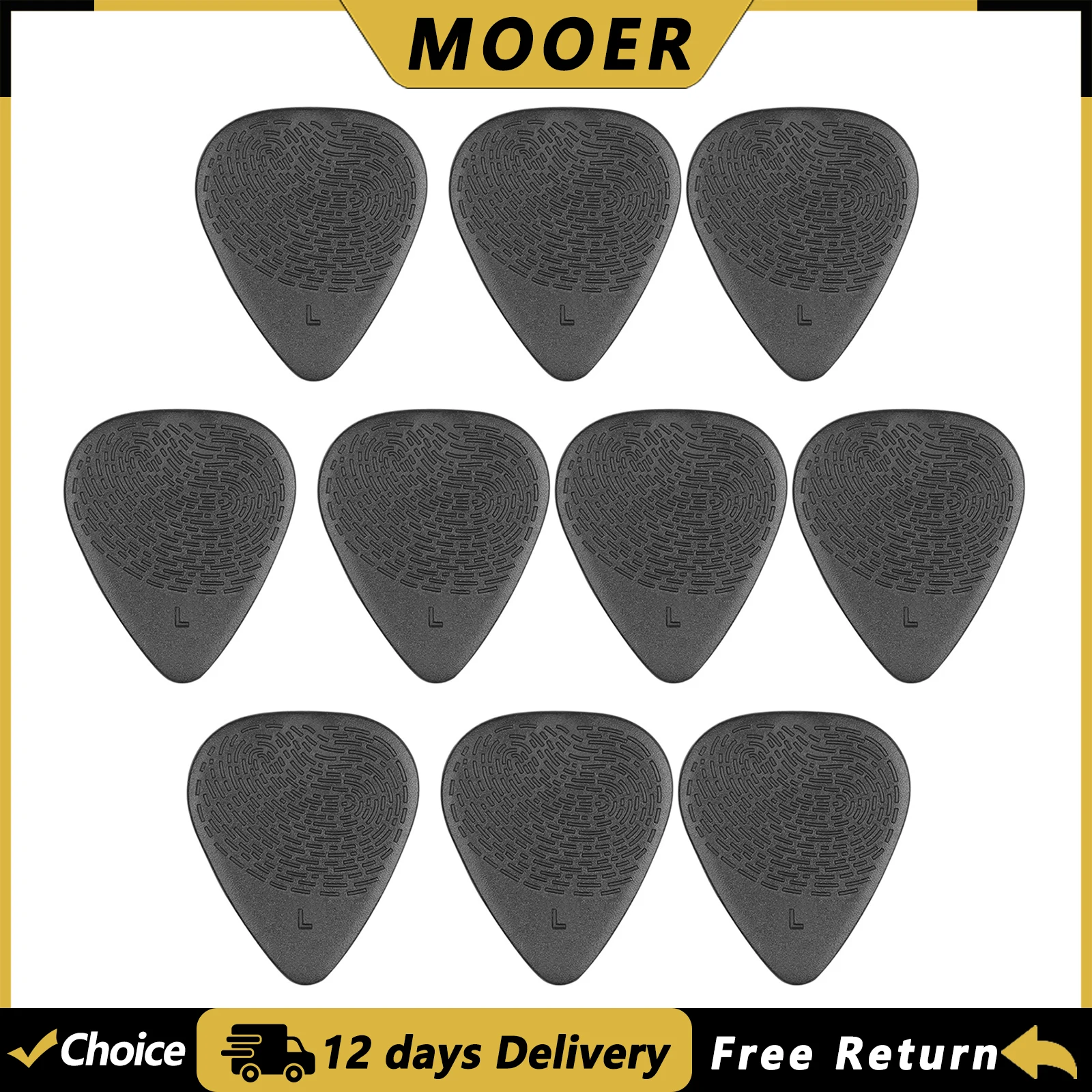 MOOER 10 Stück/Set Gitarrenplektren 0,7mm/1,37mm Rutschfeste Gitarrenplektren für E-Gitarre Speed Strumming Teile & Zubehör Image