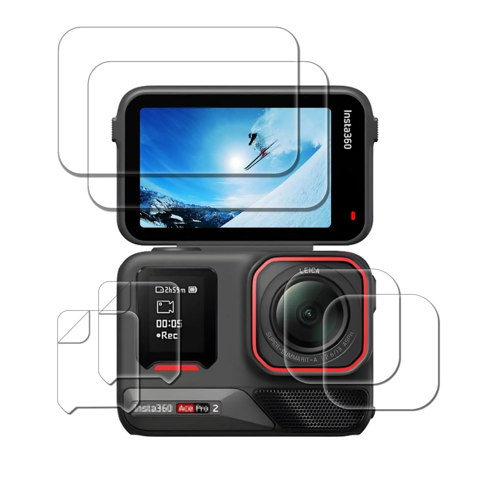 Displayschutzfolie für Insta360 Ace Pro 2 LCD+Objektiv Kamera [6 Stück] Insta 360 Ace Pro 2 Gehärtetes Glas 0,3mm 9H Härtegrad Kratzfest Image