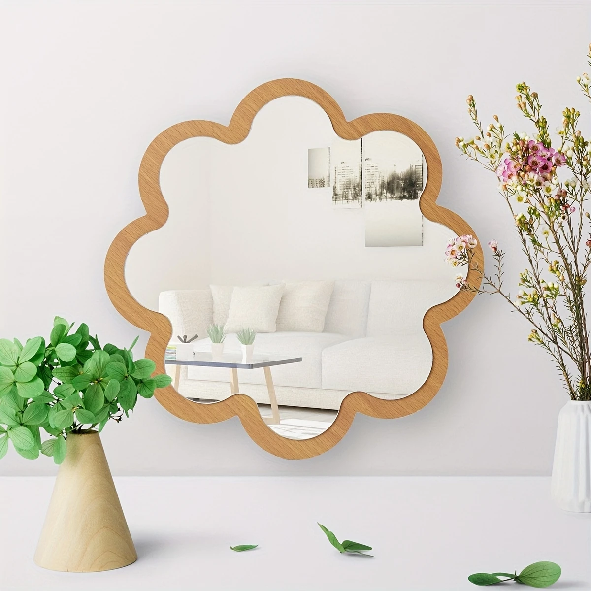11,4 Zoll kreativer hölzerner doppelschichtiger Wandspiegel aus Acryl für Badezimmer, Schlafsaal, Ruheraum, Make-up-Spiegel, exquisite Mädchen-Foto-Requisiten