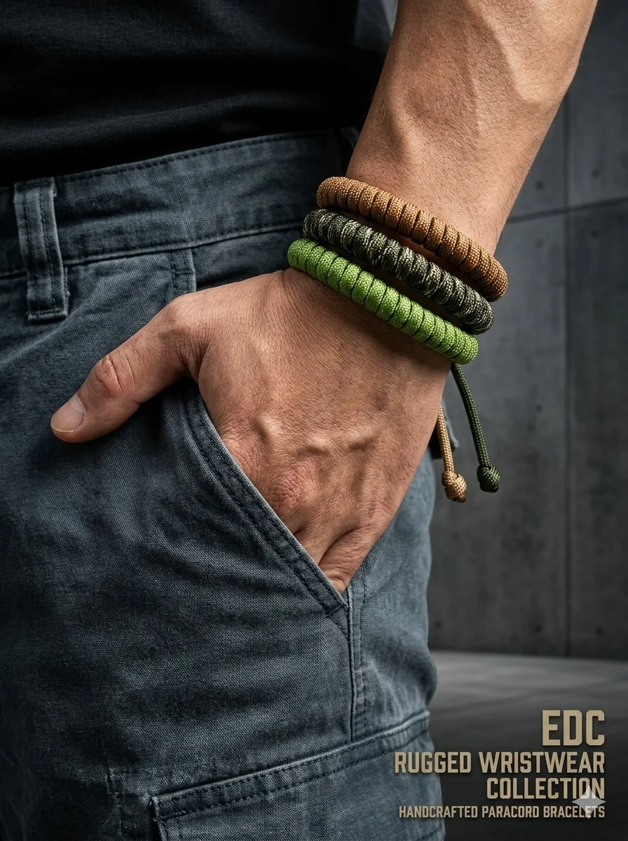 Paracord Überlebensarmband für Männer und Frauen, Handgefertigtes Taktisches Outdoor-Seil, Verstellbare Wander- und Campingausrüstung Image