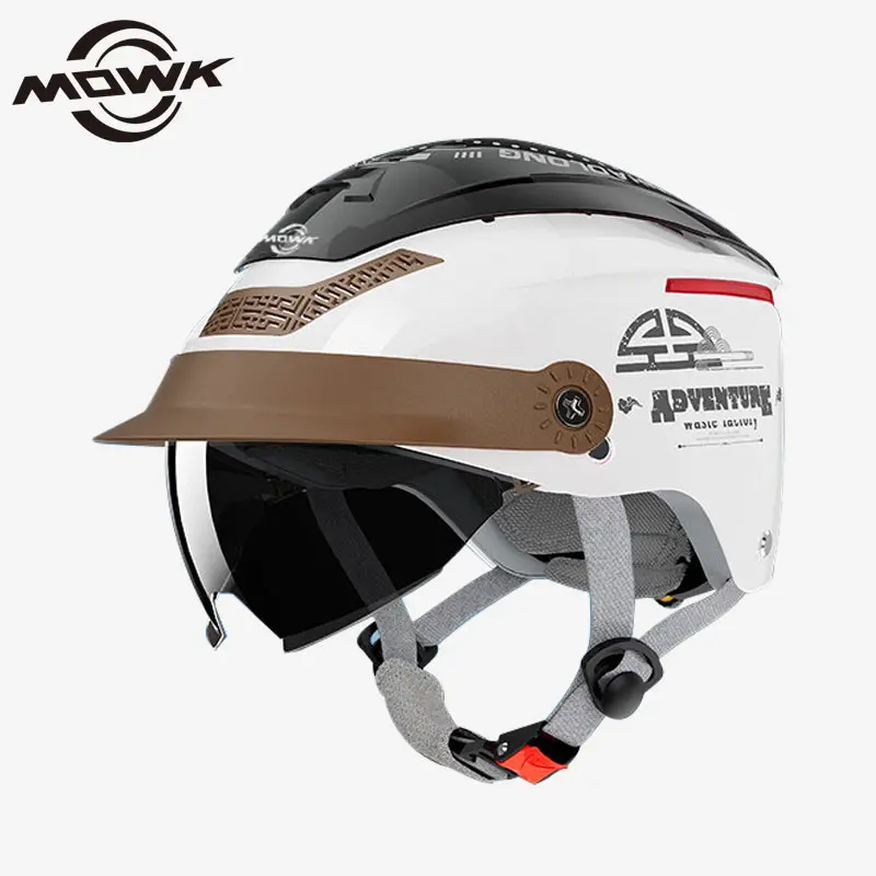 MOWK Motorradhelm Sommer Atmungsaktiv Herren Damen Elektro-Jet-Scooter Halbhelm Großes Sonnendach Offener Helm für Moto MTB Fahrrad Image