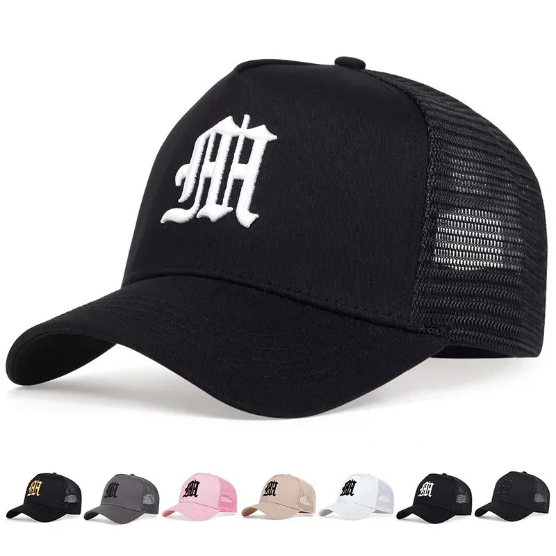 Unisex M Buchstaben-Stickerei Baseball-Netzkappen Hip-Hop-Kappe Frühling Sommer Outdoor Verstellbare Freizeithüte Sonnenschutzhut