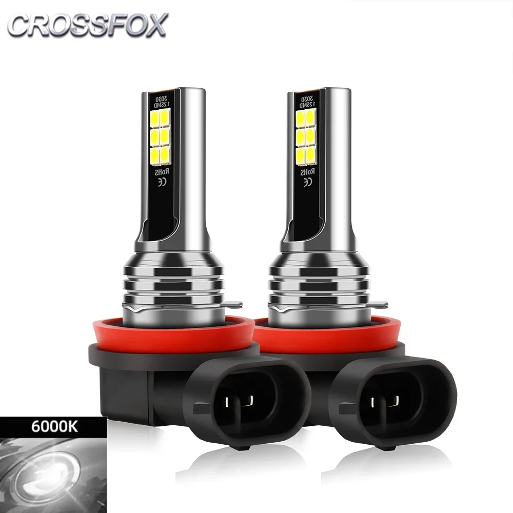 CROSSFOX 2 Pezzi Lampadine LED per Fendinebbia Auto H8 H9 H11 70W 13000LM 9005 HB3 9006 HB4 6000K Canbus Ultra LED 12V Lampade Fendinebbia Auto