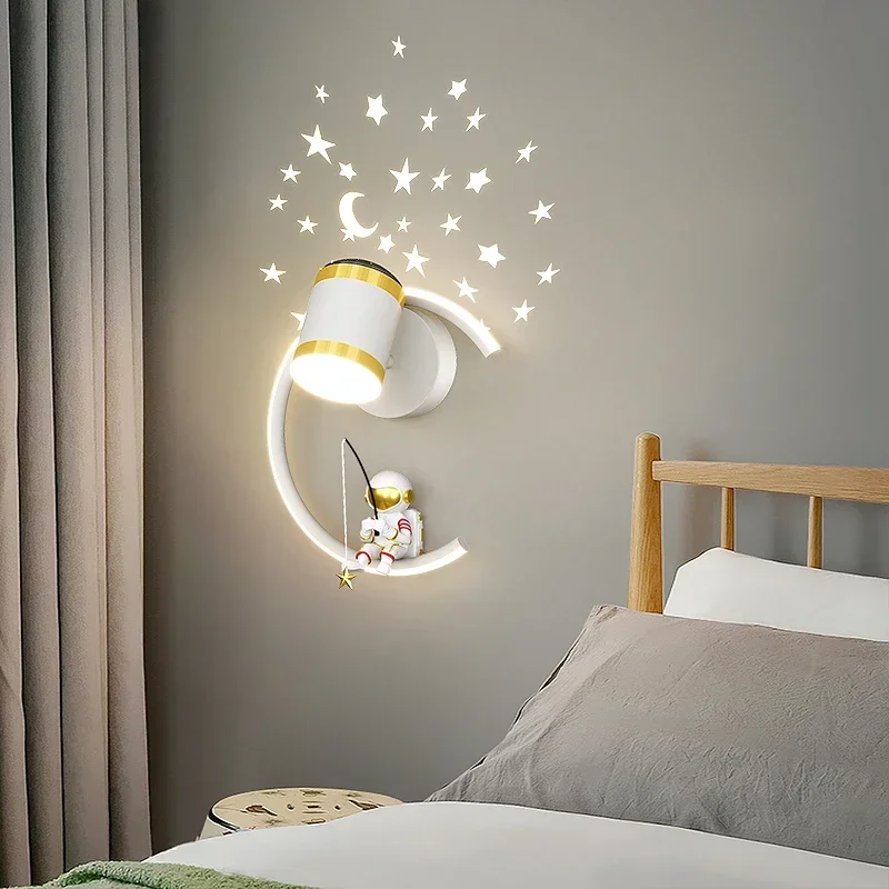 Cartoon Hintergrund Wand Led-leuchten Moderne Minimalistischen Astronaut Schlafzimmer Nacht Wandleuchte Lampen für Zimmer kinder Home-gerät