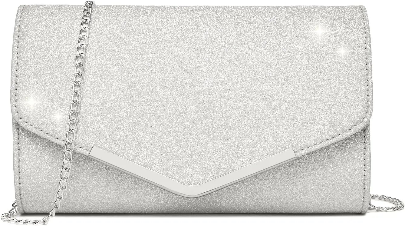Miss Lulu Elegante Damen-Clutch mit Kette, kleine Abendtasche für Hochzeit, Party und besondere Anlässe, modische Umhängetasche