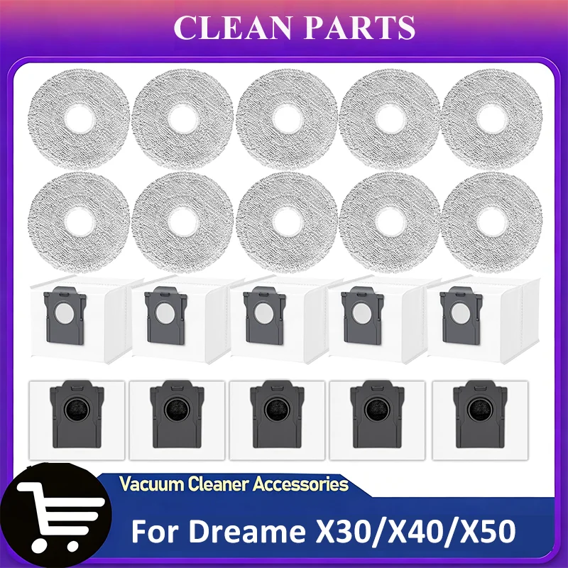 Staubbeutel und Wischtücher für Dreame X30/X40/X50 Ultra S10/S30 Pro Ultra L10s Pro Ultra L40S Pro Ultra L50 Pro Ultra Ersatzteile Image