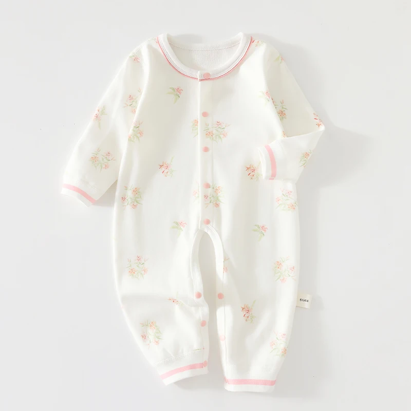 Reiner Baumwoll-Langarm-Baby-Strampler für Krabbelnde Kleinkinder Jungen Mädchen Hauskleidung Bequeme Babykleidung Säuglings-Strampler Image
