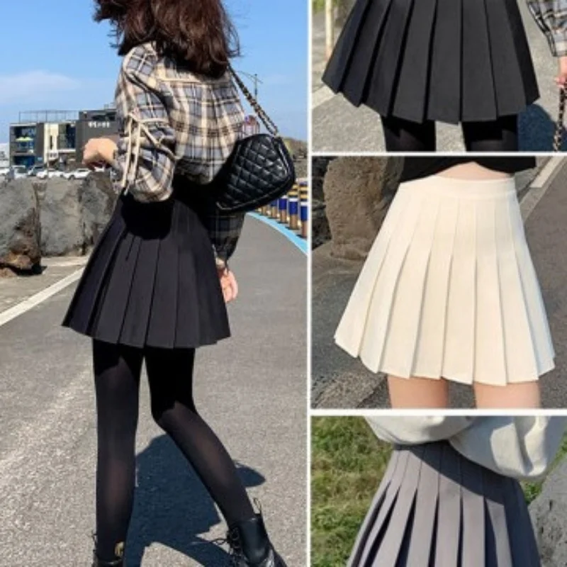 Jupe d'été Y2K Kpop pour femmes (pantalon de sécurité + fermeture éclair + bouton), jupes plissées, demi-jupe polyvalente, jupe courte d'été, vêtements bon marché
