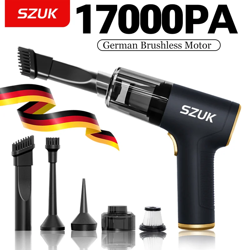 Aspirateur de voiture SZUK Mini, 17000PA, aspirateur sans fil puissant, aspirateur portable pour le nettoyage de la voiture souffleur air puissant aspirateur voiture puissant sans fil aspirateurs