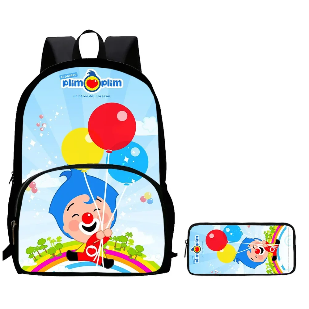 Ensemble de 2 sacs à dos d'école avec poche avant, sacs d'école en peluche de dessin animé pour filles et garçons, grand sac à dos pour enfants âgés de 5 ans