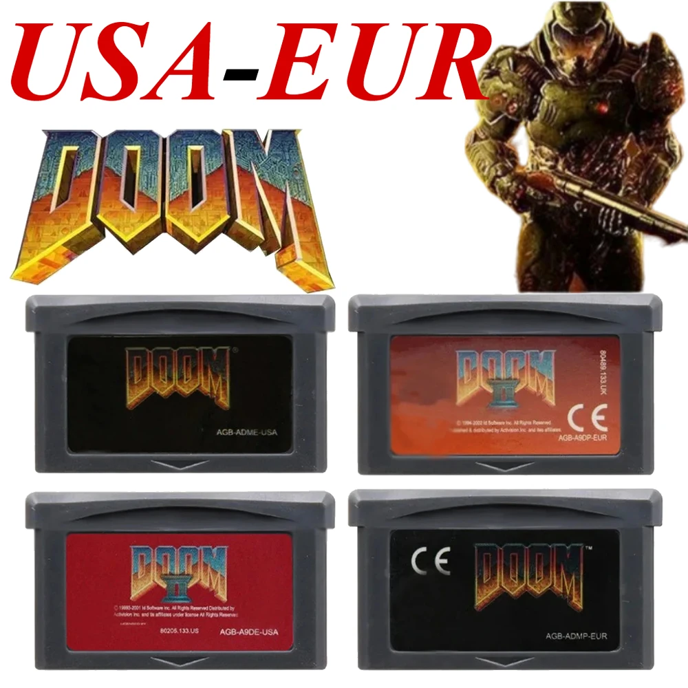 Cartouche de jeu GBA USA, série Doom, cartouche de jeu 32 bits, carte de console de jeu vidéo DOOM 1 DOOM 2 pour GBA GBASP NDSL USA