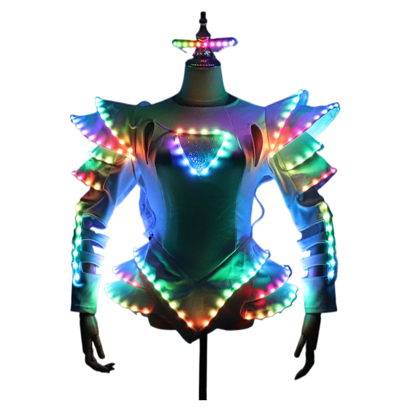 Costume lumineux LED polychrome pour femmes, vêtements lumineux, robe Tutu de Ballet pour jupes de danse, fête de mariage