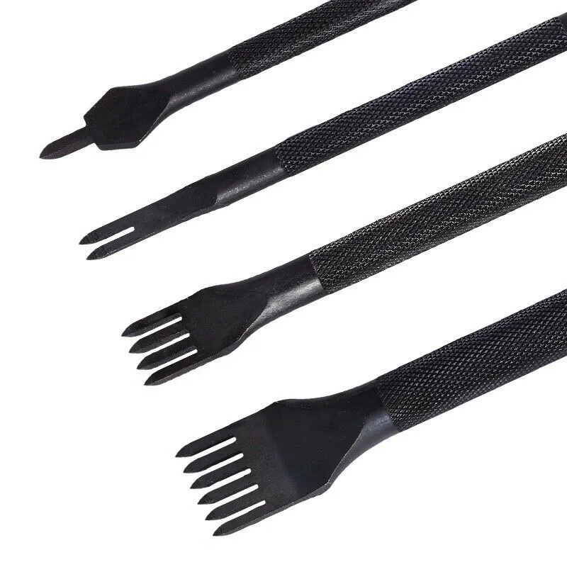 4 pièces bricolage outils en cuir outils d'artisanat du cuir de haute qualité perforateur couture et poinçonnage ensemble d'outils 1 + 2 + 4 + 6 griffes ensemble d'outils en cuir