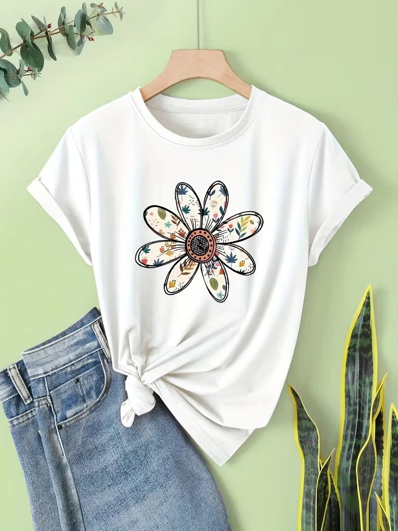 Print T-Shirt, Crew Neck Short Sleeve T-Shirt, Casual Tops, Women'S Clothing Graphic T Shirts Women Clothes T Shirt Y2k Top