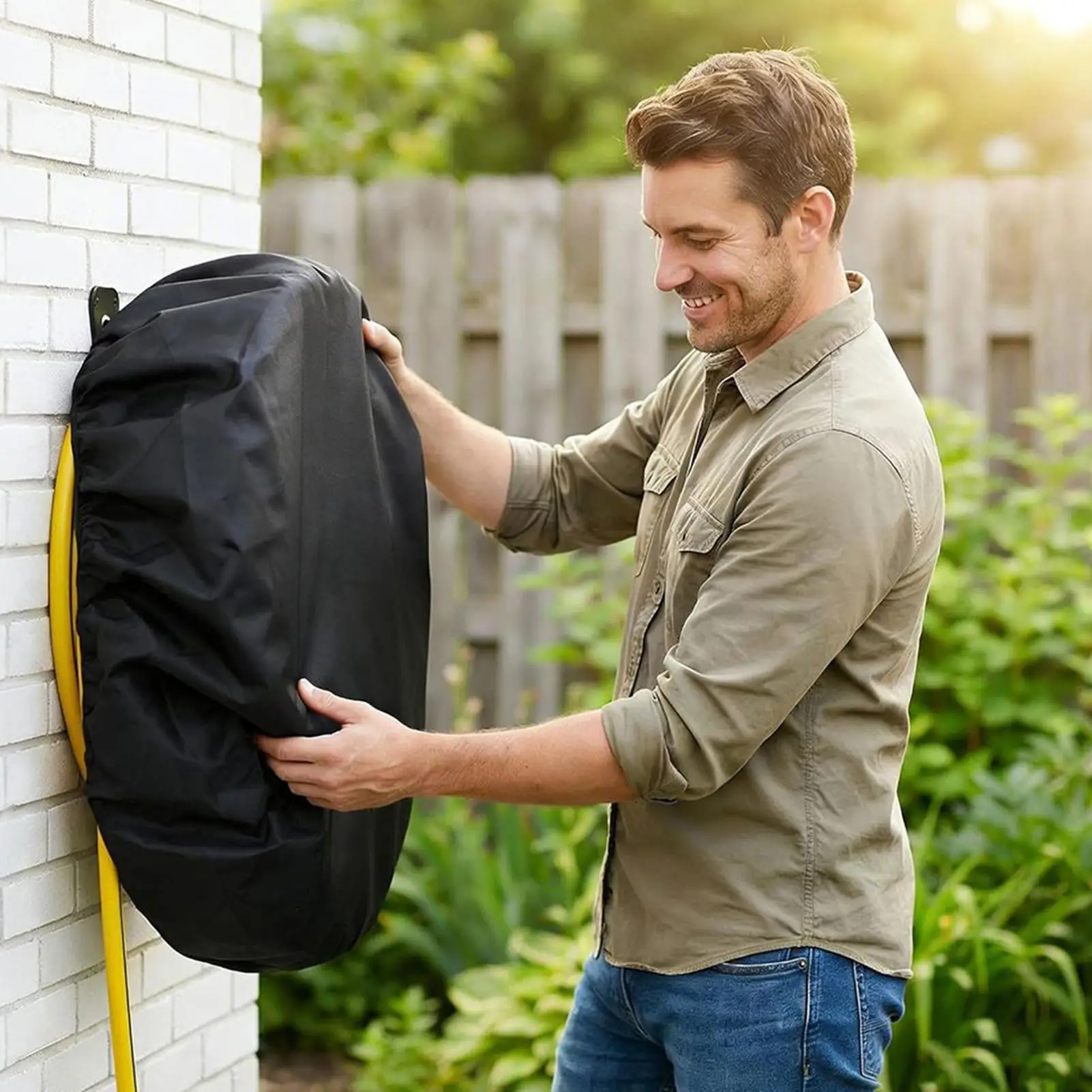 Heavy Duty Oxford Cloth Hose Cover - Dustproof Protection Bag for Garden Hose Reel, Outdoor Yard, Lawn, Patio, Balcony, Garden