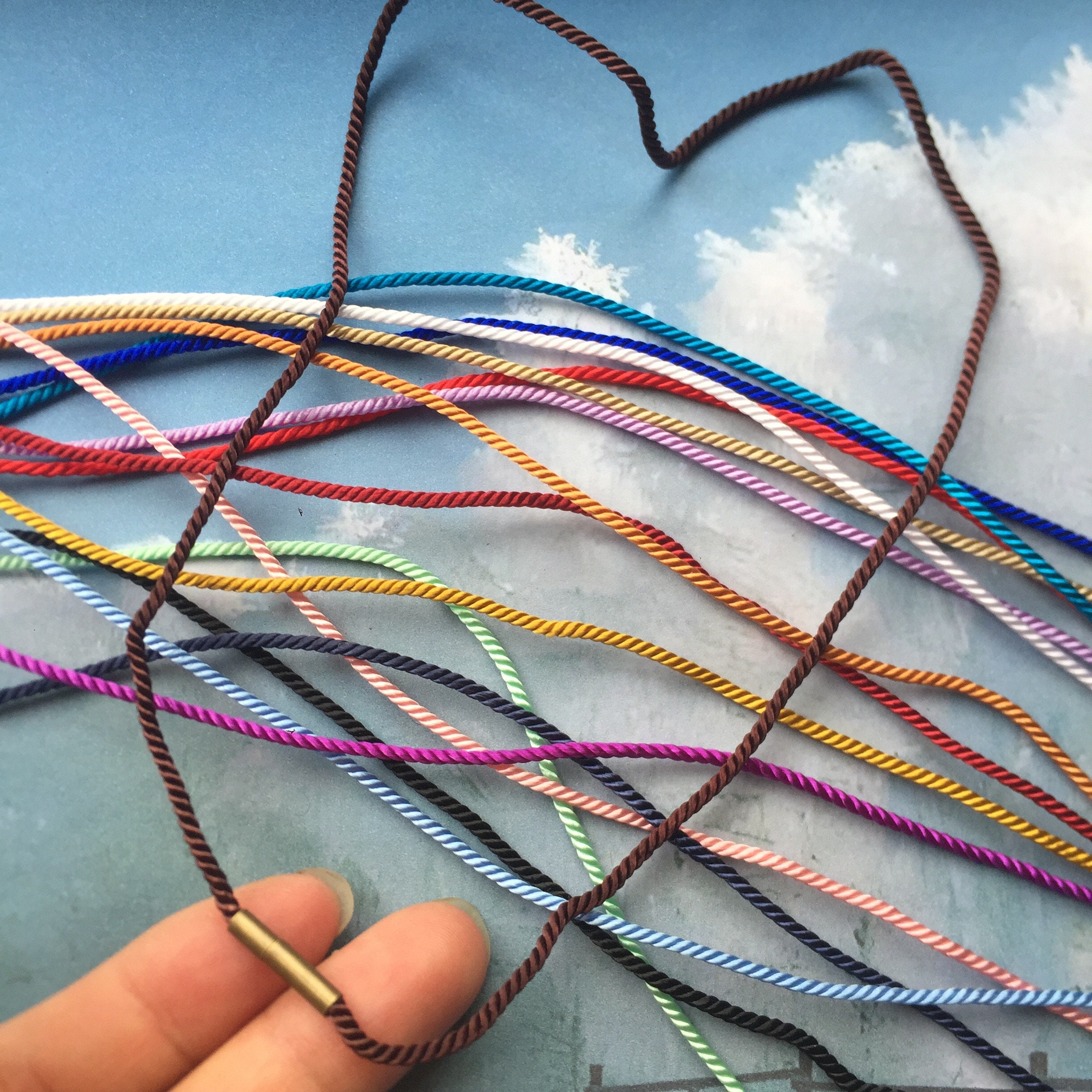 alta qualità 5 pezzi 2 mm 12-24 pollici per la tua scelta Cordoncini per collana in seta coreana con fermagli per ago in acciaio inossidabile bronzo a