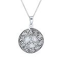 Bling Jewelry Personalize Ancient Unisex Viking Round Circle Disc Medallion Celtic Triquetra Trinity Knot Triskele Pendant Necklace For Men Women Oxidized .925 Sterling Silver Customizable