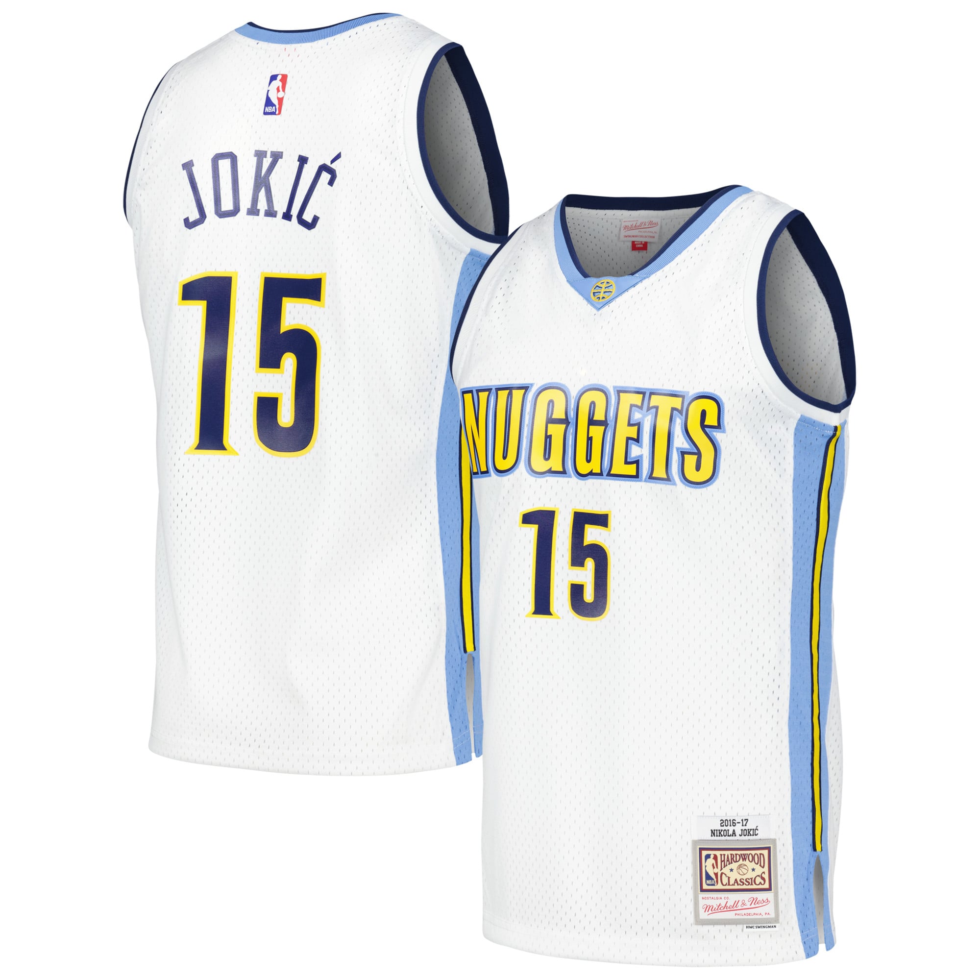 Maillot Swingman rétro Mitchell & Ness Nikola Jokic blanc Denver Nuggets 2016/17 pour homme - Homme Taille: 2XL