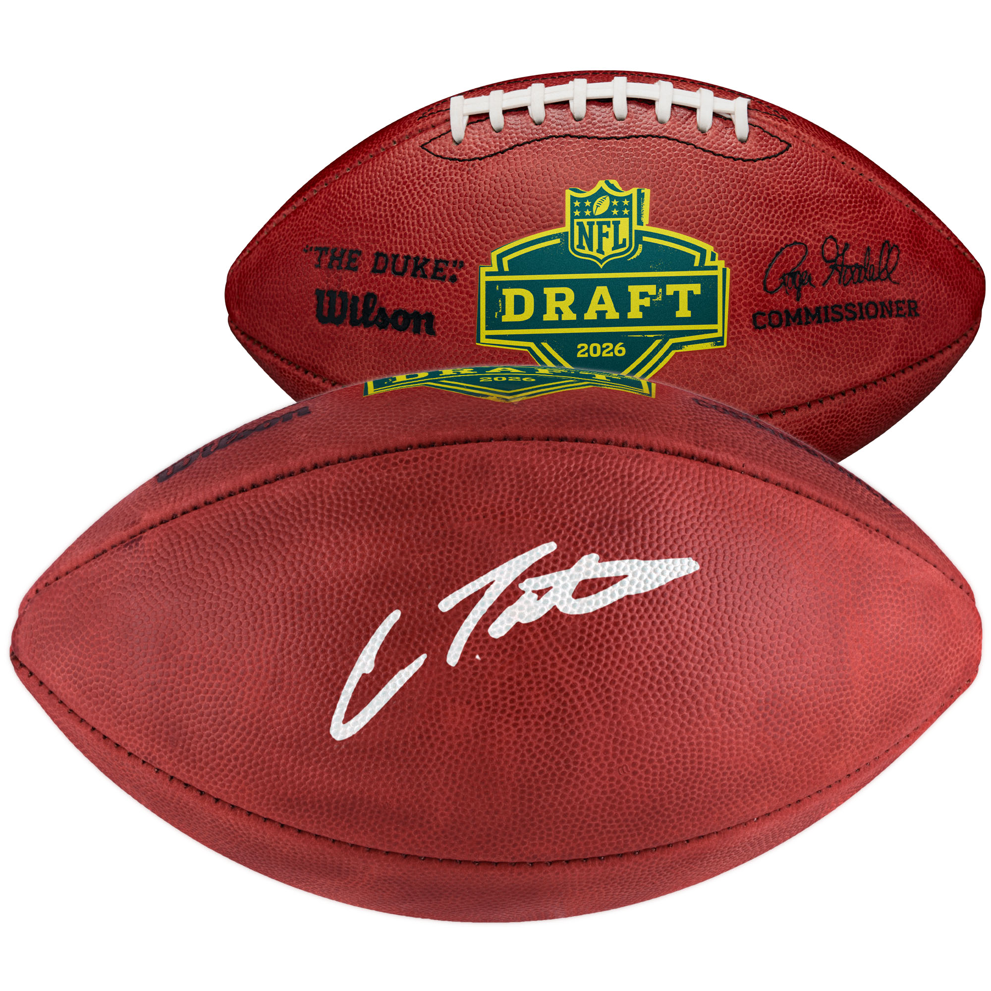"Carnell Tate signierte Wilson Duke Pro Football-Karte für den NFL Draft 2026 (2026)."