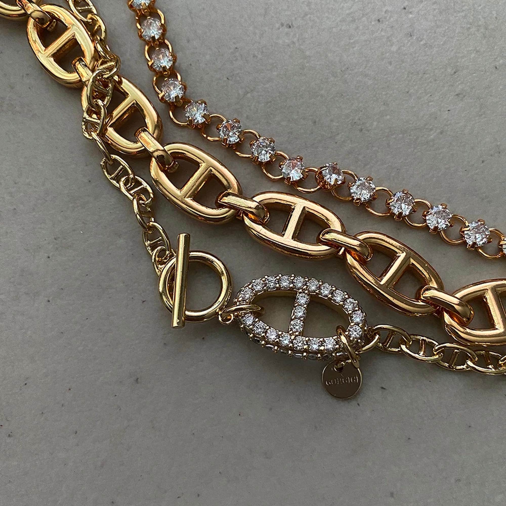 Collana a catena in oro, collana in oro delicata, collana con pietra CZ, collana cubica, collana placcata oro 18 carati