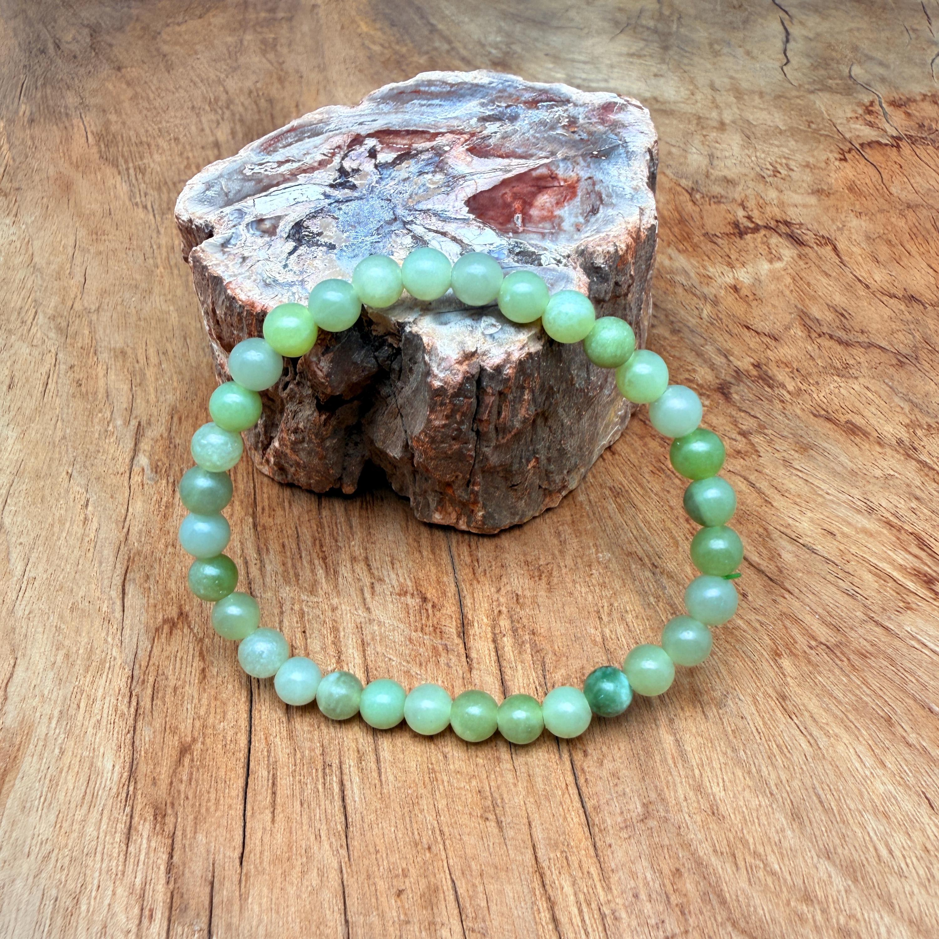Braccialetto di giada verde con perline di pietre preziose - Braccialetti elastici con cristalli naturali - Gioielli di cristallo calmanti e curativi