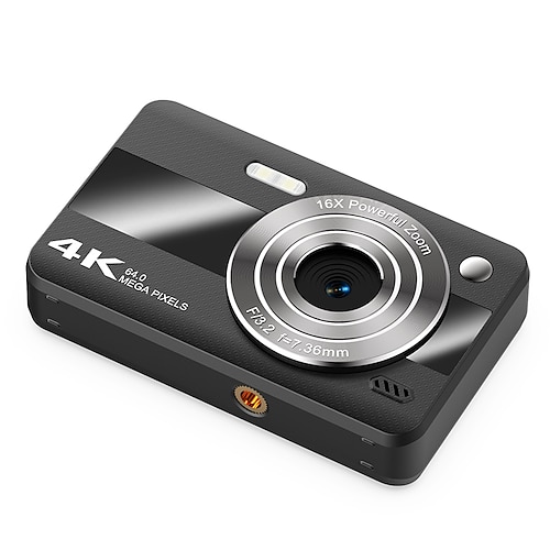4K-Digitalkamera für Fotografie, 64-Megapixel-Vlogging-Kamera für YouTube mit 16-fachem Zoom, kompakte Point-and-Shoot-Kamera für Kinder, Jugendliche, Anfänger und Studenten, tragbare Reisekamera mit
