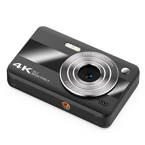 4K-Digitalkamera für Fotografie, 64-Megapixel-Vlogging-Kamera für YouTube mit 16-fachem Zoom, kompakte Point-and-Shoot-Kamera für Kinder, Jugendliche, Anfänger und Studenten, tragbare Reisekamera mit