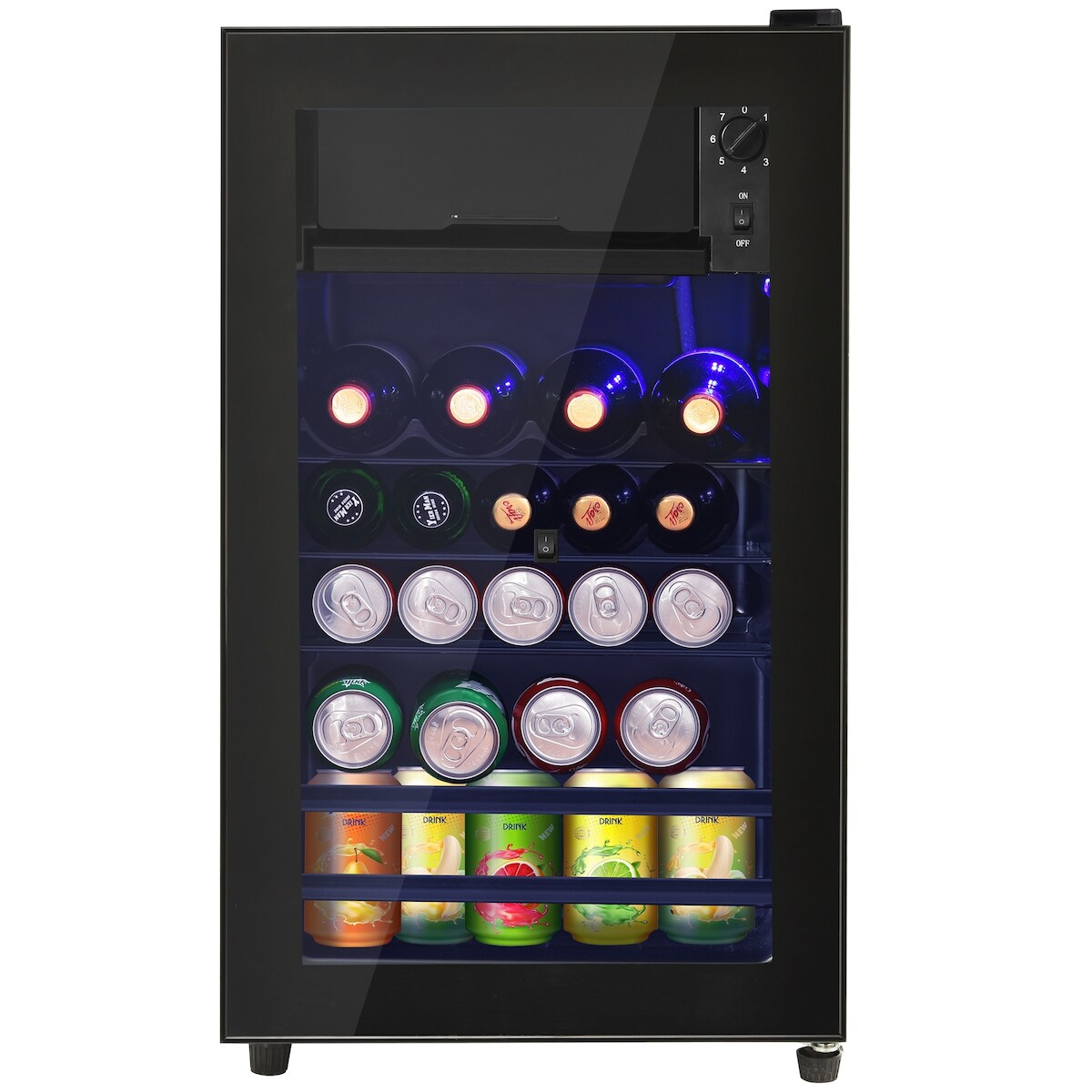 Merax Minibar Getränkekühlschrank mit Glastür, 40 x 43.5 x 71.6 cm, 76 L, E, 83 kWh/Jahr, 43 dB, schwarz Image