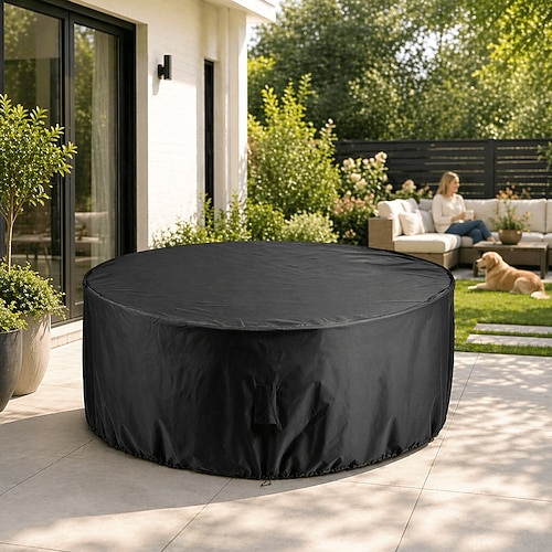 copertura per mobili da giardino 210d tessuto oxford tavolo e sedia da giardino rotondi per esterni copertura per mobili copertura protettiva mobili da giardino tavolo rotondo copertura impermeabile e antipolvere