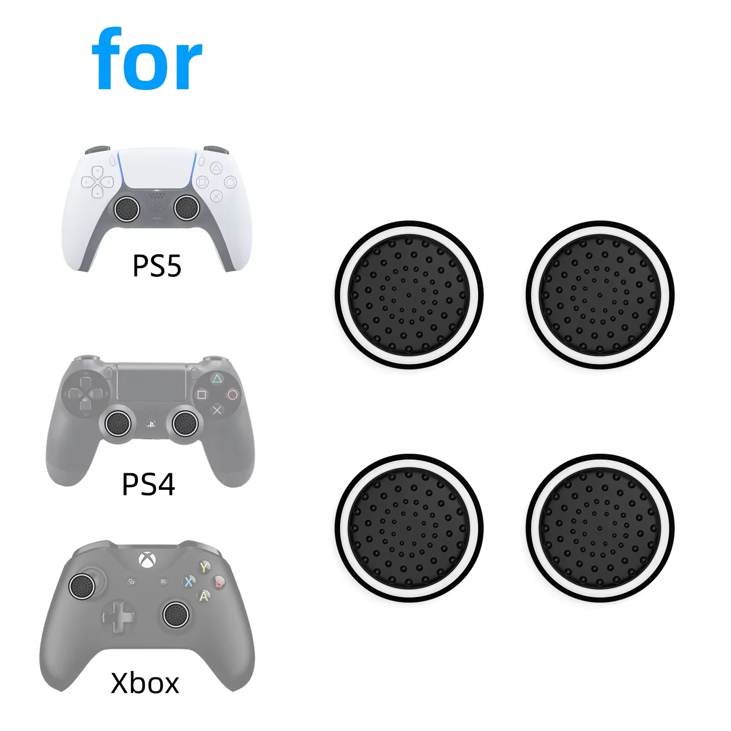 4-PACK Silicone Thumb Stick Grip Caps for PS5/PS4/PS3/Switch2 Analog Stick Cover Accessories for Steam Deck/Xbox One/Xbox 360