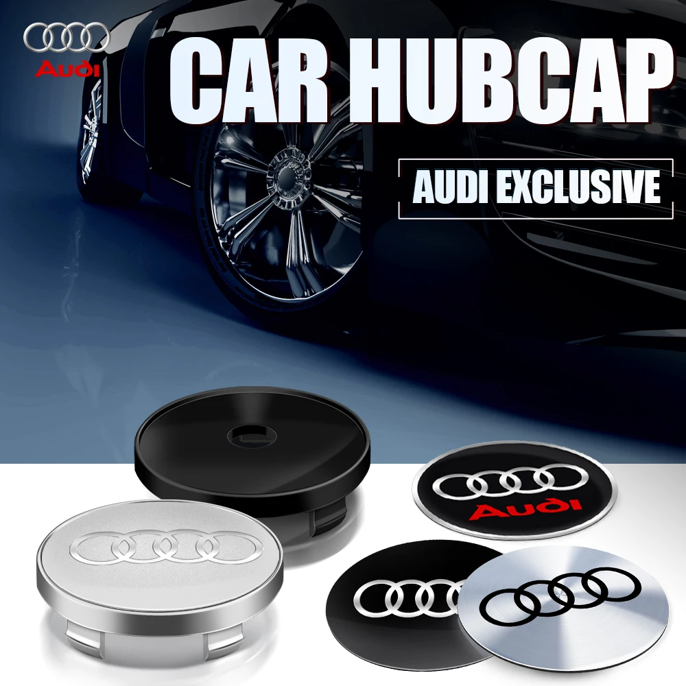 4 Pezzi Adesivi Coprimozzo con Logo per Cerchi Auto, Accessori per Audi Sline RS A5 A6 A4 B7 B8 B9 A3 8P 8V 8L C6 C5 C7 A1 Q2 Q3