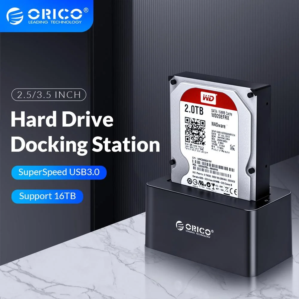 Docking Station ORICO per HDD SATA 2.5\"/3.5\", Adattatore da SATA a USB 3.0 per SSD 2.5 3.5, Case per Disco Rigido, Box HDD, Enclosure per Hard Drive