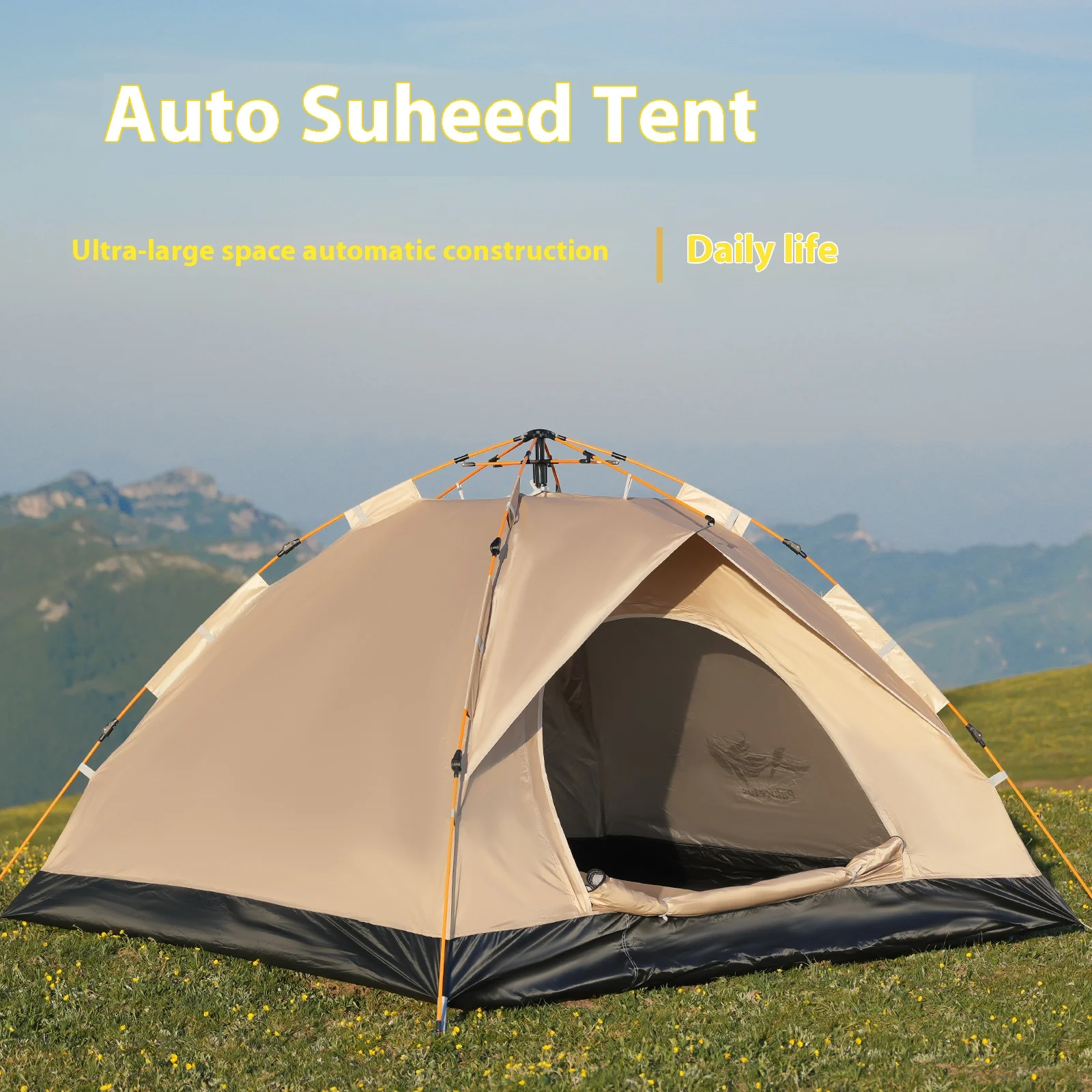 Tragbares Campingzelt, selbstfahrende Reise-Sofortzelte für Outdoor-Camping, Notfallzelt, 4-Personen-wasserdichtes Familienzelt Image