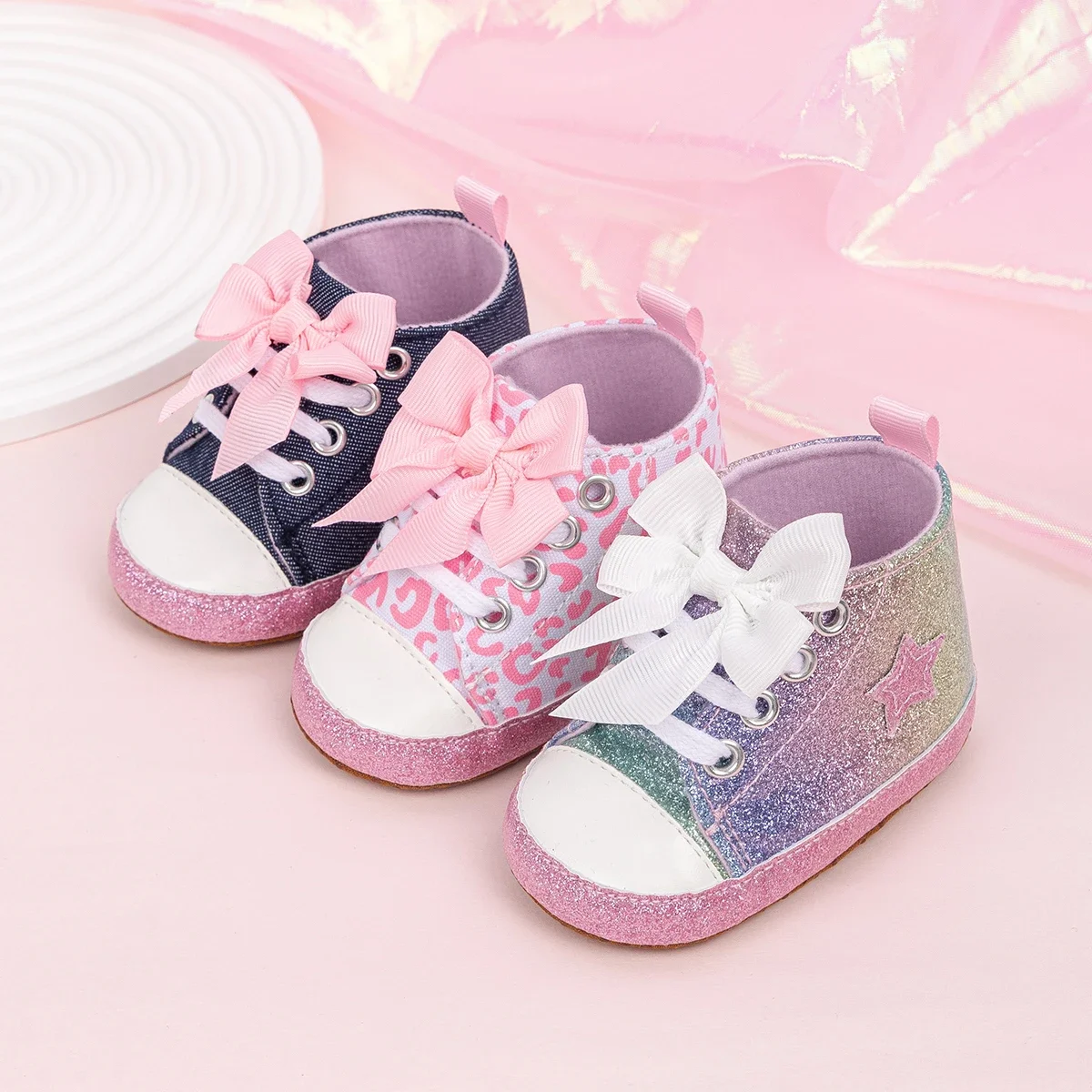 Frühlings- und Herbststil für 0–1 Jahre alte Babys, Schnür-Wanderschuhe, hohe Babyschuhe mit weichen Sohlen