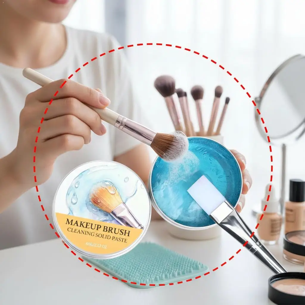 Make-up-Pinsel- und Schwamm-Reinigungsseife 60g/100g - Sanfter Universallreiniger für alle Beauty-Tools, löst Make-up-Flecken und reinigt Kosmetikutensilien. Image