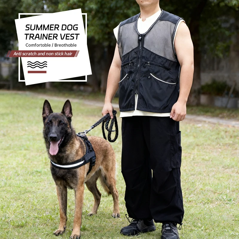 Leichte Mesh-Hundetrainingsweste mit mehreren Taschen, bissfest für das Frühlings- und Sommertraining Image