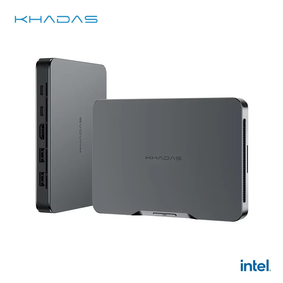 Khadas Mind 1 Mini-PC, Intel Core i7-1360P 5,0 GHz Micro-Desktop-Computer mit 5,55 Wh Standby-Akku, 32 GB + 1 TB WiFi 6E, BT5.3