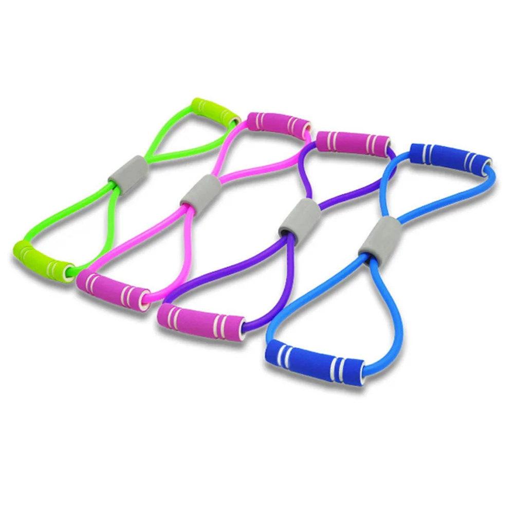 8-förmiges Zugseil, Widerstandsband aus Gummi mit Schaumstoffgriffen, dehnbar, elastisch, 8-Wort-Brust-Expander-Seil, Yoga, Training, Fitness Image