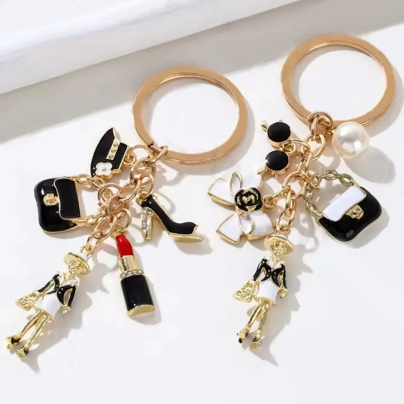 Hübscher Schleife Knoten Handtasche Hut Elegante Frauen Emaille Schlüsselanhänger Preal Schlüsselanhänger für Mädchen Freundschaftsgeschenk Handgemachtes DIY Schmuckset Image