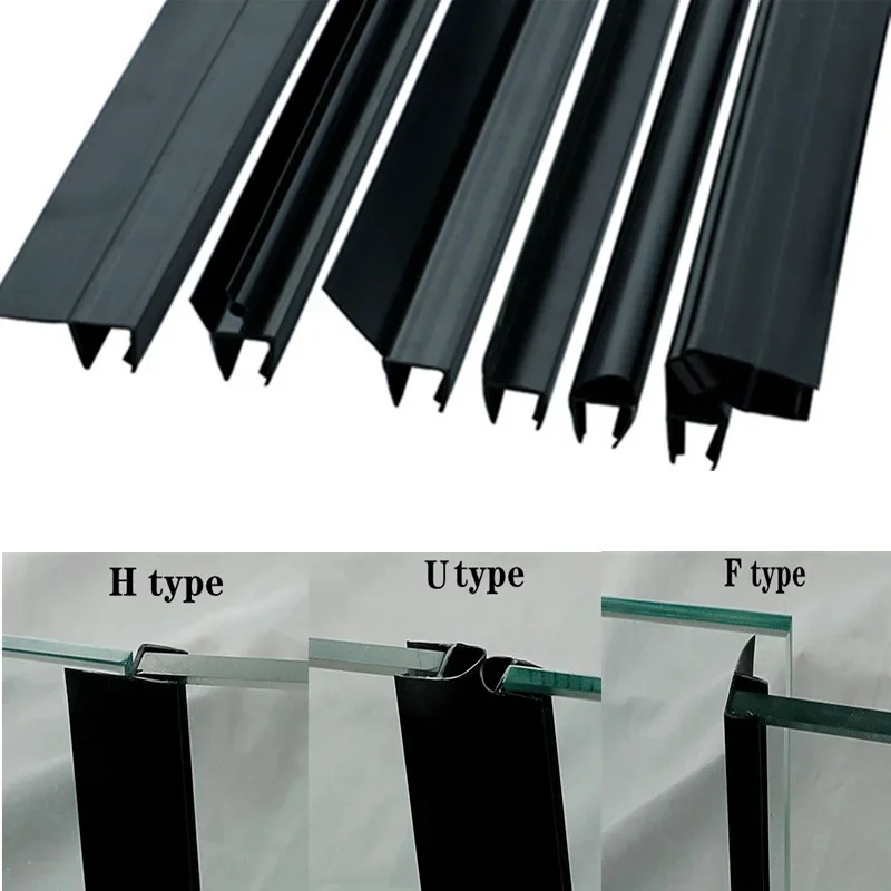 Schwarzer Duschwand-Dichtungsstreifen für 6–12 mm Glas-PVC-Badewanne, Dusche, Türboden, Sweep, wasserdichter Fenster-Dichtungsstreifen, kleberfrei