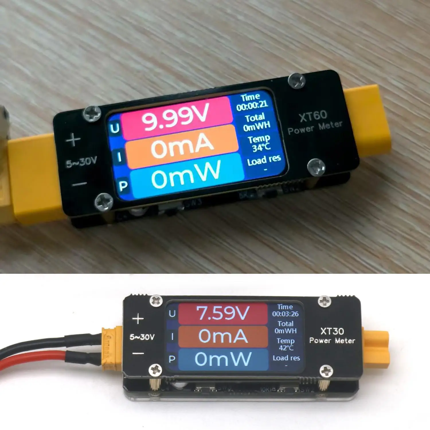64A DC Spannung Strom Power METER XT30 XT60 Amperemeter Temperatur W Alarm BMS RC flugzeug Drone Batterie Ladegerät entladung Monitor Image